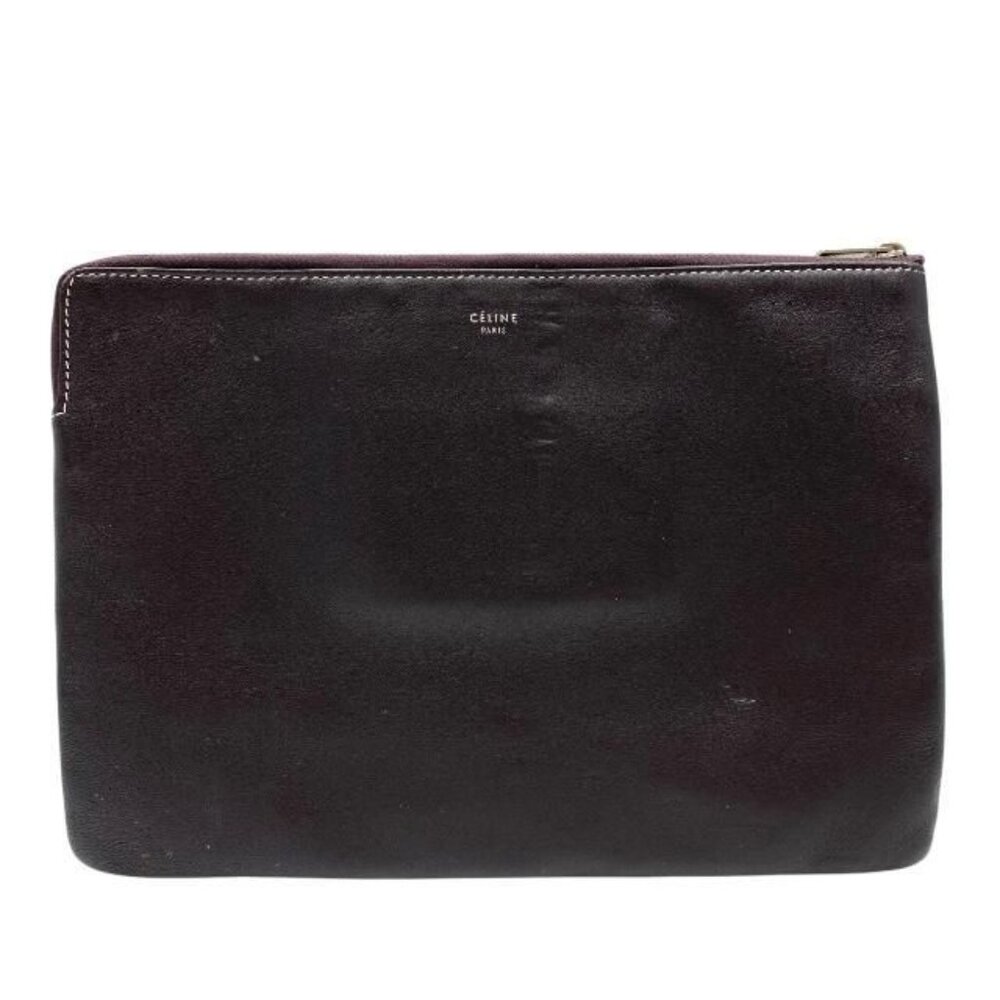 Celine Clutch Pochette Second Bag Check Dark Brown Bicolor - Picture 2 of 9